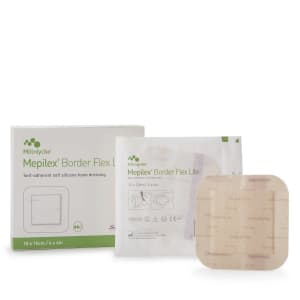 Molnlycke MepilexÂ® Border Flex Lite Silicone Foam Dressing, 4 x 4 Inch