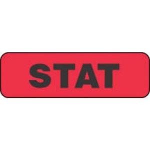PDC Healthcare Pre-Printed Label pdcÂ® Auxiliary Label Red Paper STAT Black Alert Label 3/8 X 1-1/4 Inch