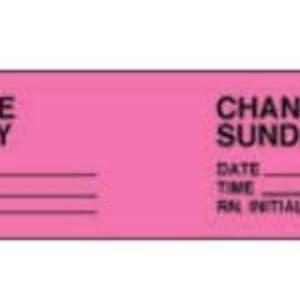 PDC Healthcare Pre-Printed Label pdcÂ® Anesthesia Label Pink Permanent Paper Change Sunday Date_Time_Int_ Black Syringe Label 7/8 X 2-7/8 Inch