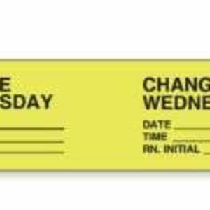 PDC Healthcare Pre-Printed Label pdcÂ® Anesthesia Label Yellow Permanent Paper Change Wednesday Date_Time_Int_ Black Syringe Label 7/8 X 7/8 Inch