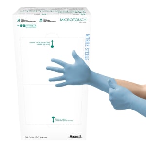 Ansell Micro-TouchÂ® Nitrile Extended Cuff Length Exam Glove, Medium, Blue