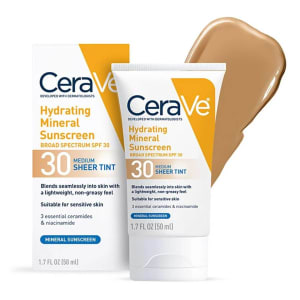 Loreal USA CeraVeÂ® Hydrating Mineral Sunscreen Medium Sheer Tint, SPF 30, 1.7-ounce Tube