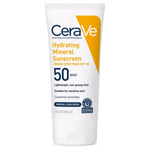 Loreal USA CeraVeÂ® Hydrating Mineral Sunscreen Body SPF 50, 5-ounce Tube