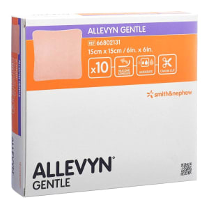 Smith & Nephew Allevyn Gentle Border Silicone Foam Dressing, 6 x 6 Inch
