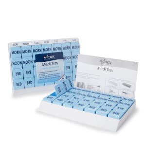 Compass Health Brands Apex Medi Tray Pill Organizer, Days of the Week / Morn, Noon, Eve, Bed