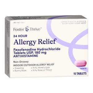 McKesson Brand Foster & Thriveâ„¢ 24 Hour Allergy Relief Fexofenadine HCl USP 180 mg Tablets