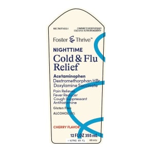 McKesson Foster & Thriveâ„¢ Nighttime Cold & Flu Liquid Relief, Cherry flavor