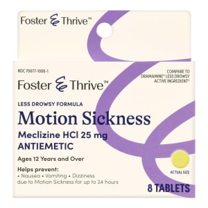 McKesson Foster & Thriveâ„¢ Less Drowsy Motion Sickness Meclizine HCl 25 mg Tablets