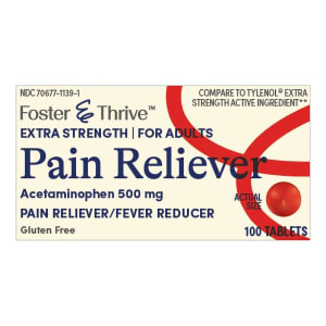 McKesson Brand Foster & Thriveâ„¢ Pain Reliever Acetaminophen 500 mg Tablets Extra Strength