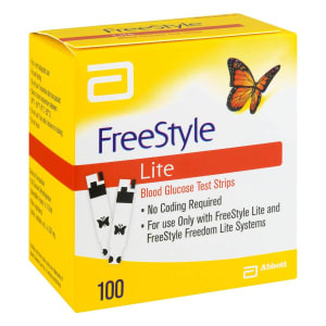 Abbott Blood Glucose Test Strips FreeStyle LiteÂ® 100 Strips per Pack For Freestyle Lite Â® Monitor System