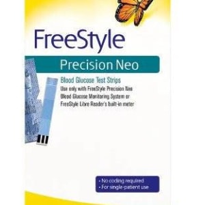 Abbott Blood Glucose Test Strips FreeStyle Percision Neo 50 Strips per Pack For use with Freestyle Blood Glucose Meter