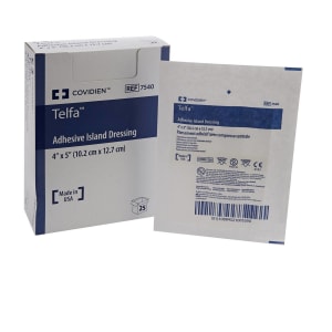 Cardinal Telfaâ„¢ White Adhesive Dressing, 4 x 5 Inch