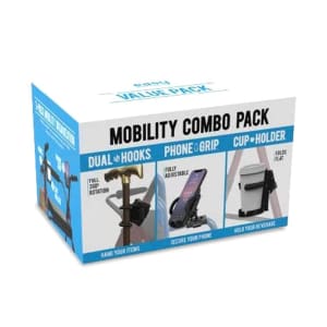 Easy To Use Products LLC Mobility Aid Combo Pack, Cup Holder, Phone Grip, Bag Hooks