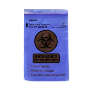 McKesson Specimen Transport Bag, Document Pouch, Zip Close, Blue Tinted, 6 x 9'