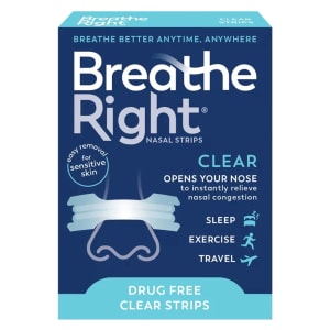 FoundationÂ&nbsp;Consumer HealthcareÂ&nbsp;LLC Breathe Right Nasal Strips Clear for Sensitive Skin, Large