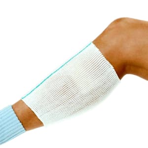 Alba Healthcare Elastic Net Retainer Dressing X-SpanÂ® Tubular White / Gold Polyester / Spandex Size 1 8 Yard Length Medium Finger / Toe NonSterile