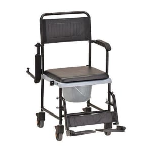 Nova Ortho-Med Transport Chair 17-1/2 Inch Seat Width Desk Length Arm Swing-Away Footrest Steel Frame