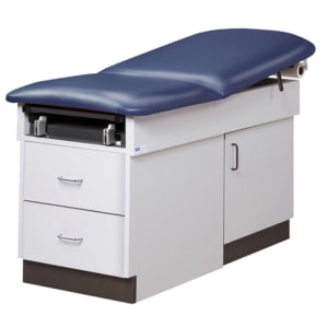 Clinton Industries Exam Table with Storage Model 8870 Fixed Height 28-1/2 W X 58 to 72 L Inch Air Spring Backrest 400 lbs. Weight Capacity