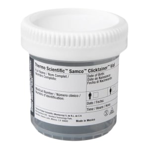 Thermo Scientific Specimen Container with Temperature Strip Samcoâ„¢ Clicktainerâ„¢ 53 mm Opening 90 mL (3 oz.) Screw Cap Unprinted NonSterile