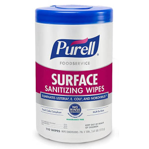 GOJO PurellÂ® Foodservice Ethyl Alcohol Surface Sanitizing Wipes, Canister