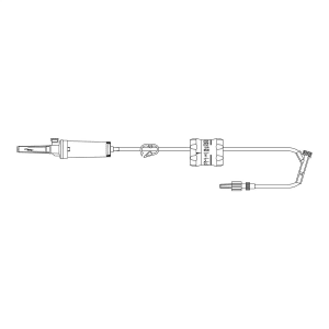 ICU Medical Primary IV Administration Set Bravo 24Â® Gravity 15 Drops / mL Drip Rate 0.2 Micron Filter 84 Inch Tubing Solution Flow Regulator