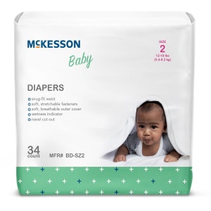 McKesson Brand McKesson Baby Diaper, Size 2 for Babies weighing 2 to 18 lbs.