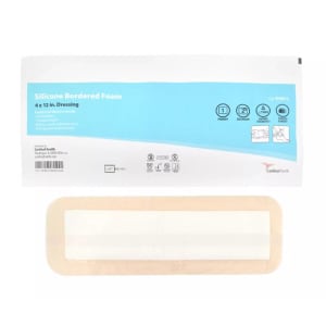 Cardinal 5-Layer Foam Dressing Kendallâ„¢ 4 X 13 Inch With Border Film Backing Silicone Adhesive Rectangle Sterile