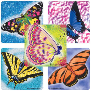 SmileMakers Sticker SmileMakersÂ® 100 per Box Butterflies 2-1/2 X 2-1/2 Inch
