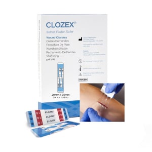 Clozex Medical Inc Skin Closure Device ClozexÂ® 3/4 X 1-3/8 Inch Polyurethane, Polyester, Medical Grade Acrylic Interlaced Closure Strip Clear