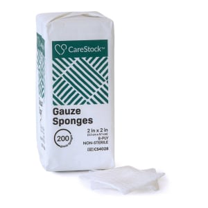 CareStockâ„¢ Gauze Sponge, 2 x 2 in. 8-Ply, Medical-Grade Cotton Wound Dressing