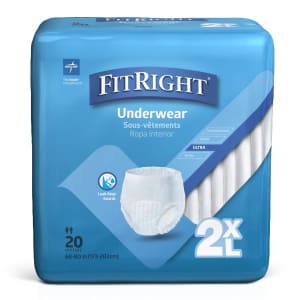 Medline Absorbent Underwear FitRightÂ® Bariatric Pull On with Tear Away Seams Adult 2X-Large Unisex Disposable Heavy Absorbency