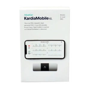AliveCor Inc Electrocardiograph KardiaMobileÂ® Card Battery Operated Smart Phone Display Resting