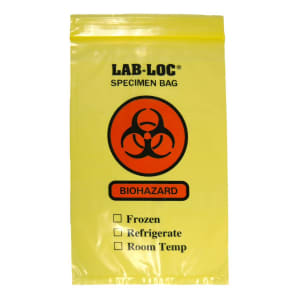 Elkay Plastics Lab-Loc Specimen Transport Bag, Document Pouch, Zip Close, Yellow Tinted, 6 x 9"