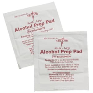 Medline Alcohol Prep Pad Medline 70% Strength Isopropyl Alcohol Individual Packet Large Sterile