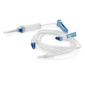 McKesson Brand Primary IV Administration Set MedStream Gravity 2 Ports 20 Drops / mL Drip Rate Without Filter 80 Inch Tubing Solution Without Flow Regulator