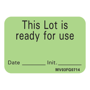 PDC Healthcare MedVisionÂ® 'This Lot is Ready for Use' Write-On Label, 1.438 x 1 Inch
