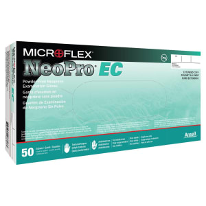 Microflex Medical NeoProÂ® EC Polychloroprene Extended Cuff Length Exam Glove, Small, Green