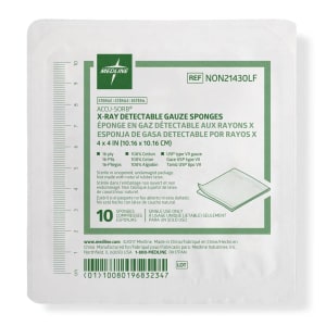 Medline Gauze Sponge Medline 4 X 4 Inch 16-Ply Sterile X-Ray Detectable 10 per Tray