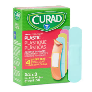 Medline Adhesive Strip CuradÂ® Plastic Neon 3/4 X 3 Inch Sterile