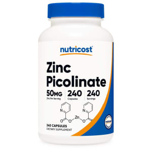 Nutricost Dietary Supplement nutricostÂ® Zinc Picolinate 50 mg Strength Capsule 240 Per Bottle