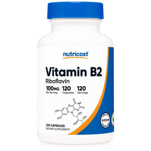 Dietary Supplement nutricostÂ® Vitamin B2 Riboflavin Vitamin B2 100 mg Strength Capsule 120 Per Bottle