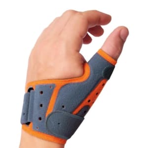 3 Point Products Thumb Brace OrlimanÂ® Adult Medium / Large Hook and Loop Thumb Gray / Orange