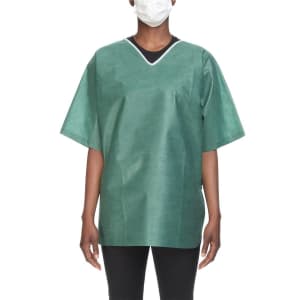 Tech Styles a Division of Encompass Patient Shirt Small Forest Green Without Pockets