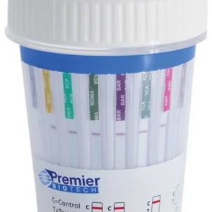 Premier Biotech Drugs of Abuse Test Kit Premier Bio-Cup AMP, COC, OPI, PCP, THC 50 25 Tests CLIA Waived