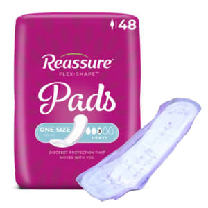 Attends Healthcare Products Incontinence Liner ReassureÂ® Flex-Shape Padâ„¢ Heavy Absorbency Polymer Core One Size Fits Most