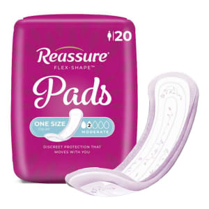 Attends Healthcare Products Incontinence Liner ReassureÂ® Flex-Shape Padâ„¢ Moderate Absorbency Polymer Core One Size Fits Most
