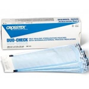 SPS Medical Supply Sterilization Pouch Duo-CheckÂ® Ethylene Oxide (EO) Gas / Steam 7-1/2 X 13 Inch White / Blue Self Seal Paper / Film