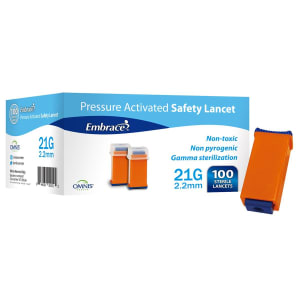 Omnis Health EmbraceÂ® Finger Activated Safety Lancet, 21 Gauge