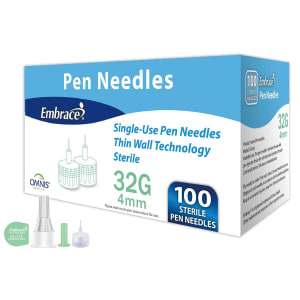 Omnis Health Safety Insulin Pen Needle EmbraceÂ® 32 Gauge 4 mm Length