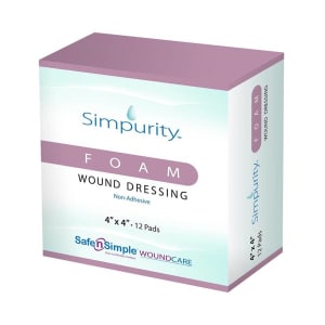 Safe N Simple Simpurityâ„¢ Nonadhesive without Border Foam Dressing, 4 x 4 Inch